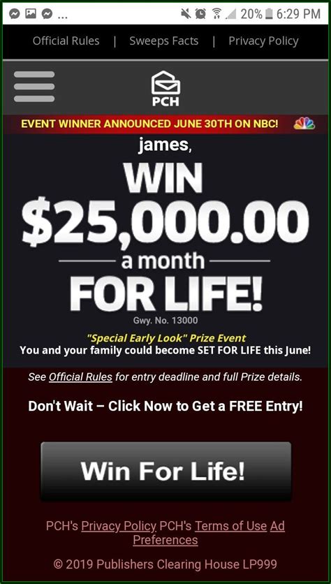 pch winner announced today 2024 time